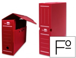 Caja archivo definitivo Liderpapel Folio plástico rojo